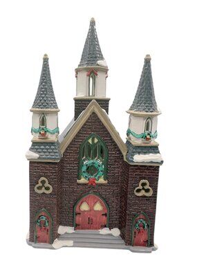 Vintage Department 56 Snow Village St Luke's Church 1992 Lighted Porcelain